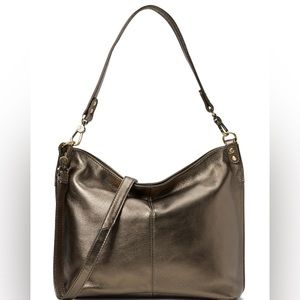 HOBO Pier Shoulder Bag in Metallic Pebbled Leather